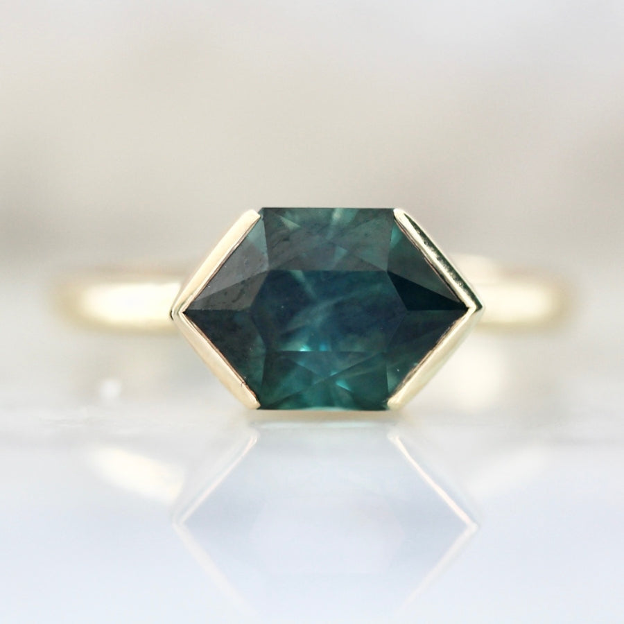 Pirate Booty Teal Hexagon Cut Sapphire RingPirate Booty Teal Hexagon Cut Sapphire Ring