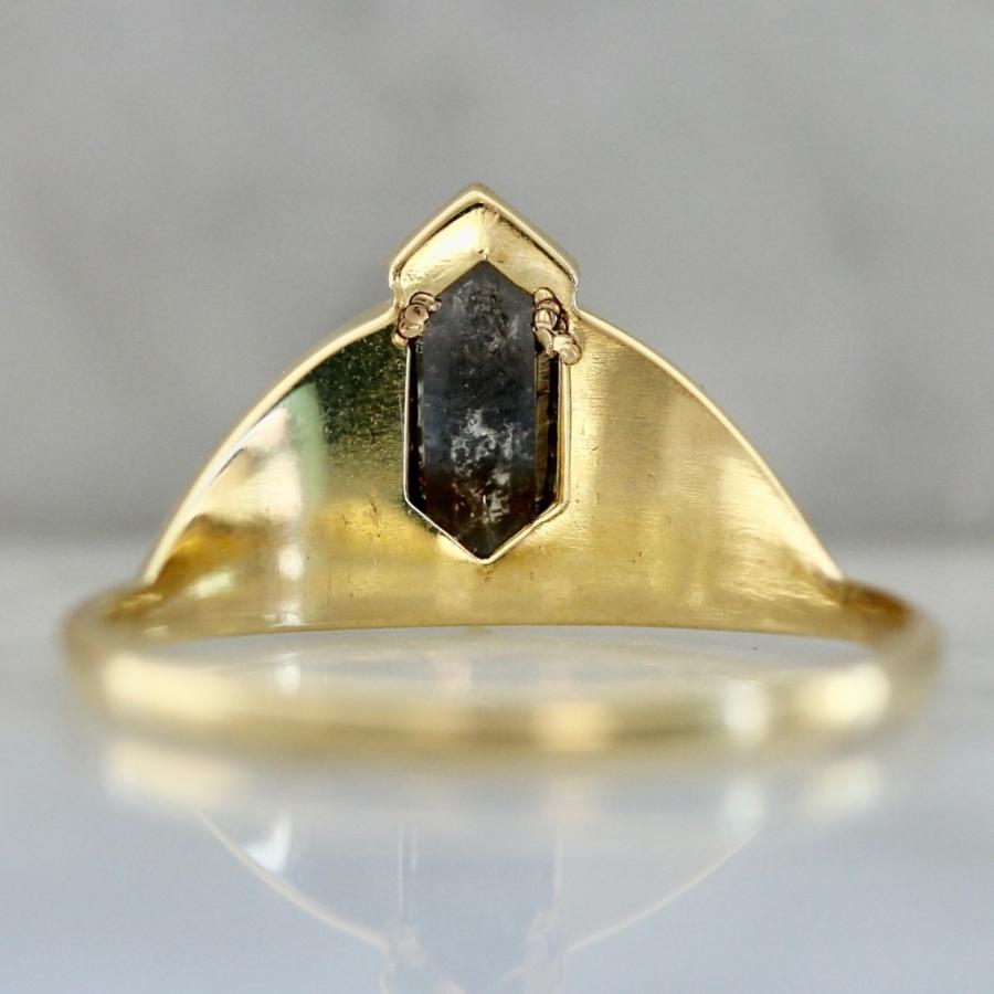 Plum Luck Salt & Pepper Hexagon Rose Cut Diamond Ring