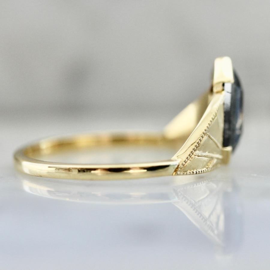 Plum Luck Salt & Pepper Hexagon Rose Cut Diamond Ring