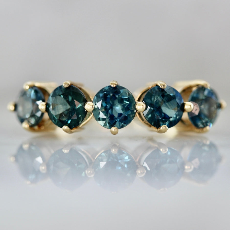 Polaris Teal Round Brilliant Cut Sapphire Band