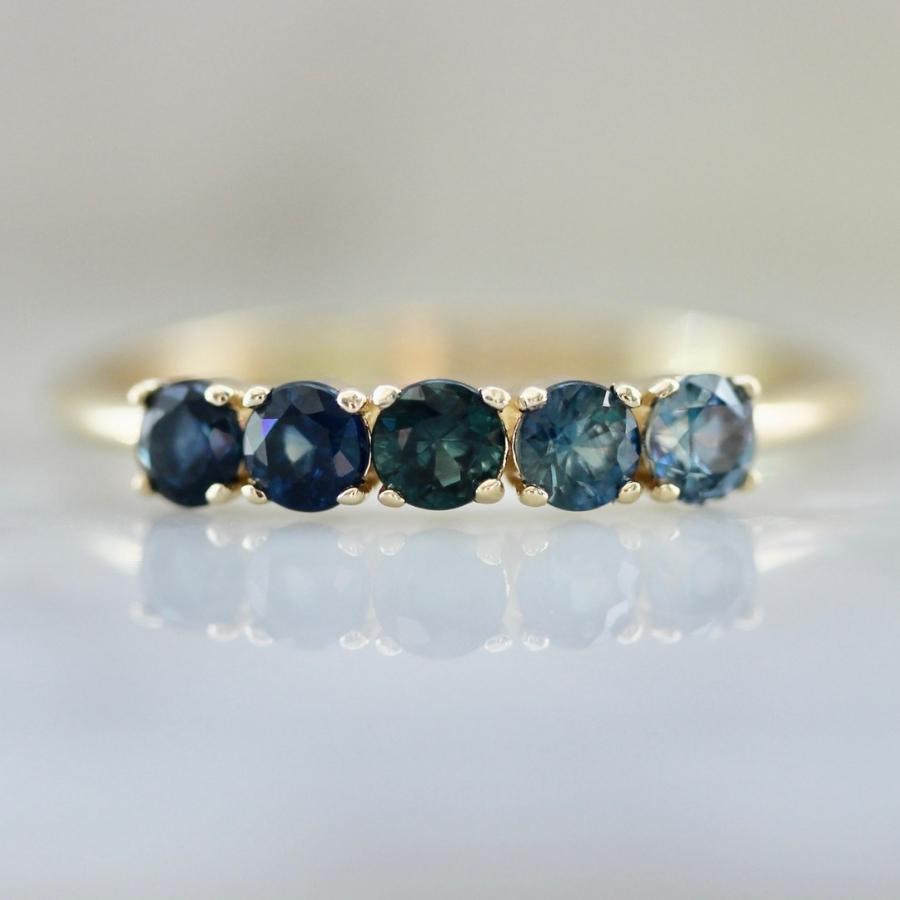 Pony Up Blue Ombré Round Brilliant Cut Sapphire Band