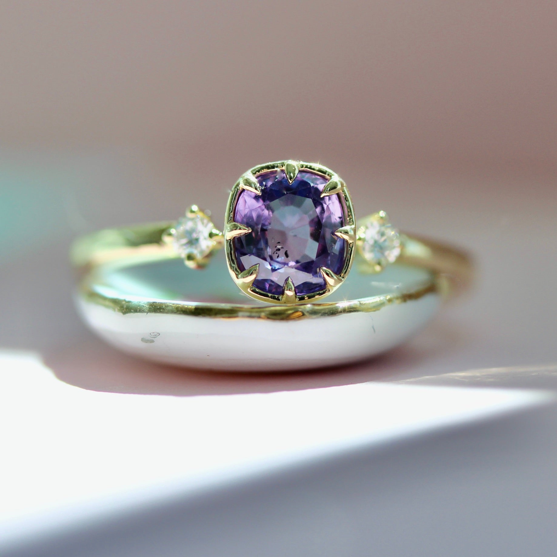 Candied Violets Purple Cushion Cut Sapphire Ring