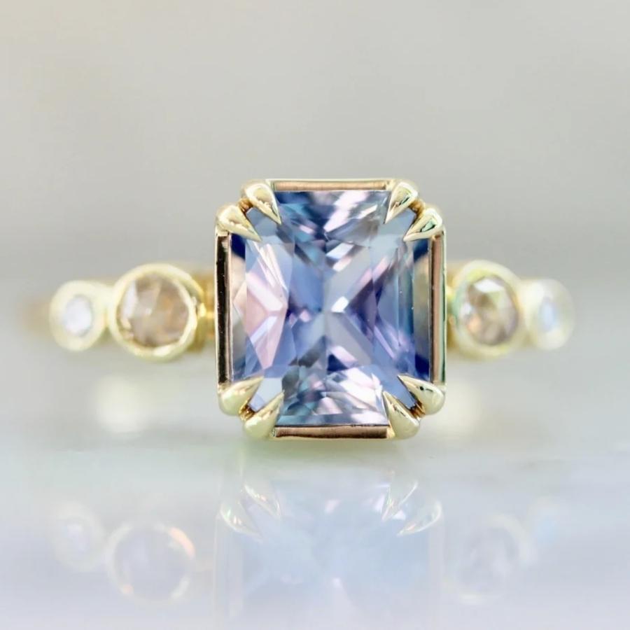 Queen Bee Light Blue Radiant Cut Sapphire Ring