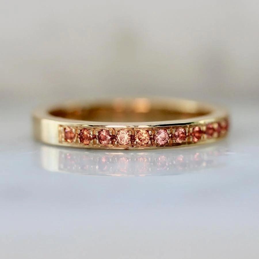 Ren Orange-Peach Round Brilliant Cut Sapphire Band