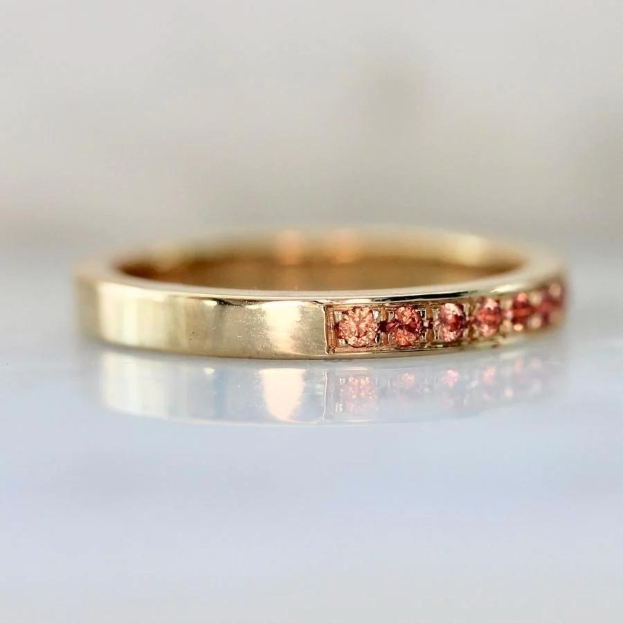 Ren Orange-Peach Round Brilliant Cut Sapphire Band