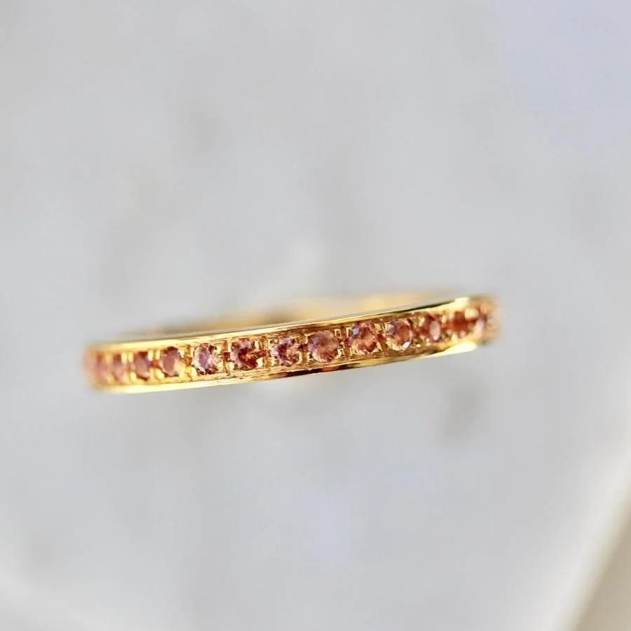 Ren Orange-Peach Round Brilliant Cut Sapphire Band