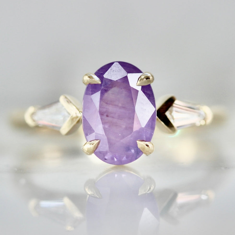 Sakura Lilac Oval Cut Opalescent Sapphire Ring