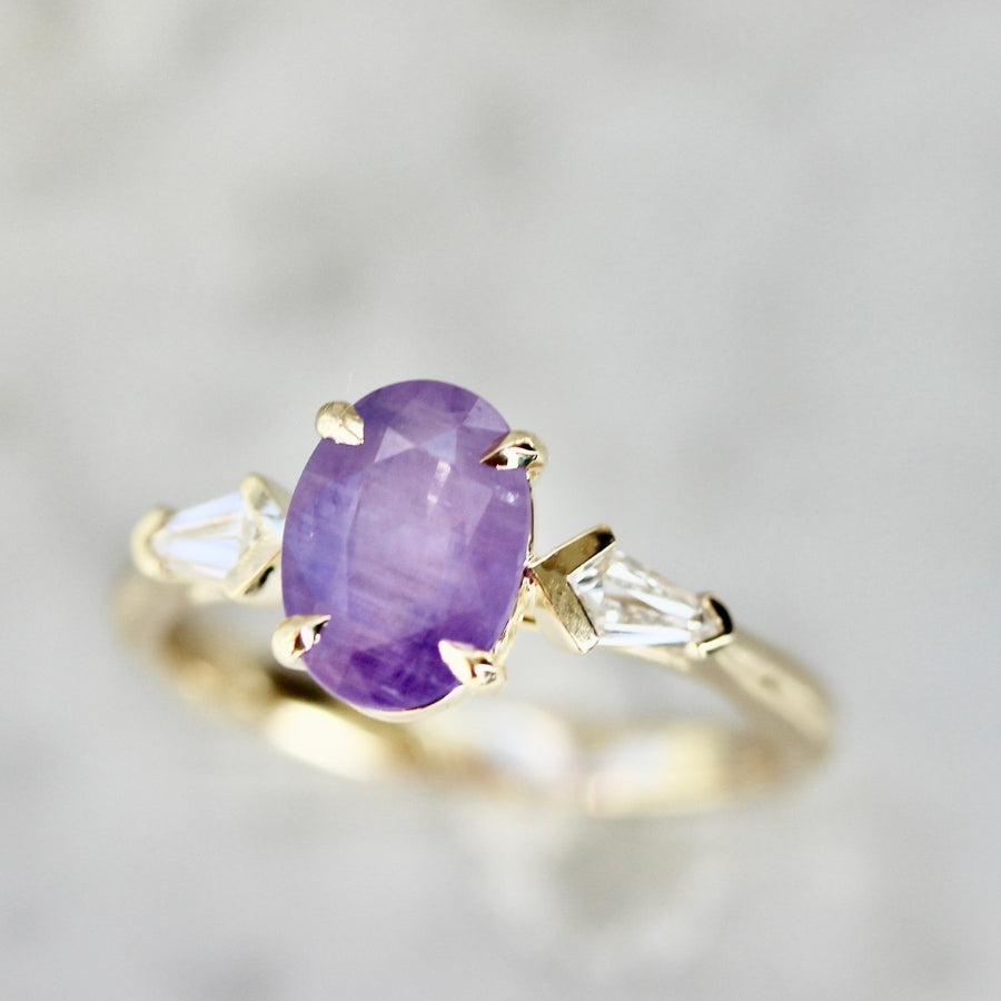 
            Sakura Lilac Oval Cut Opalescent Sapphire Ring