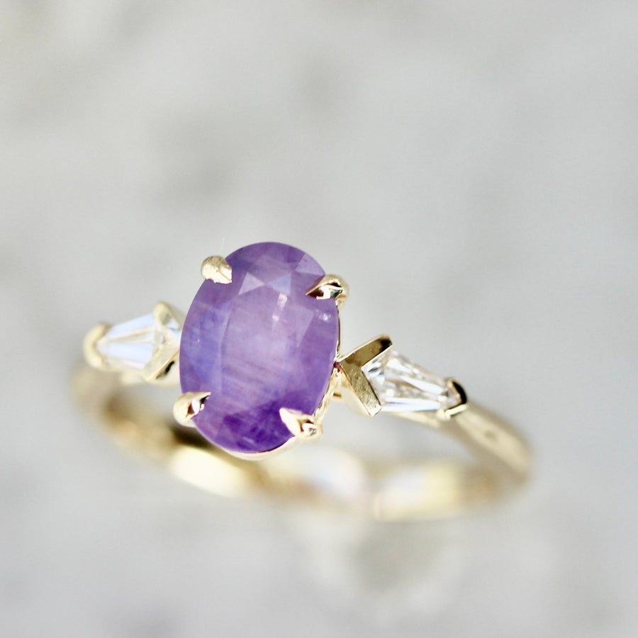 Sakura Lilac Oval Cut Opalescent Sapphire Ring