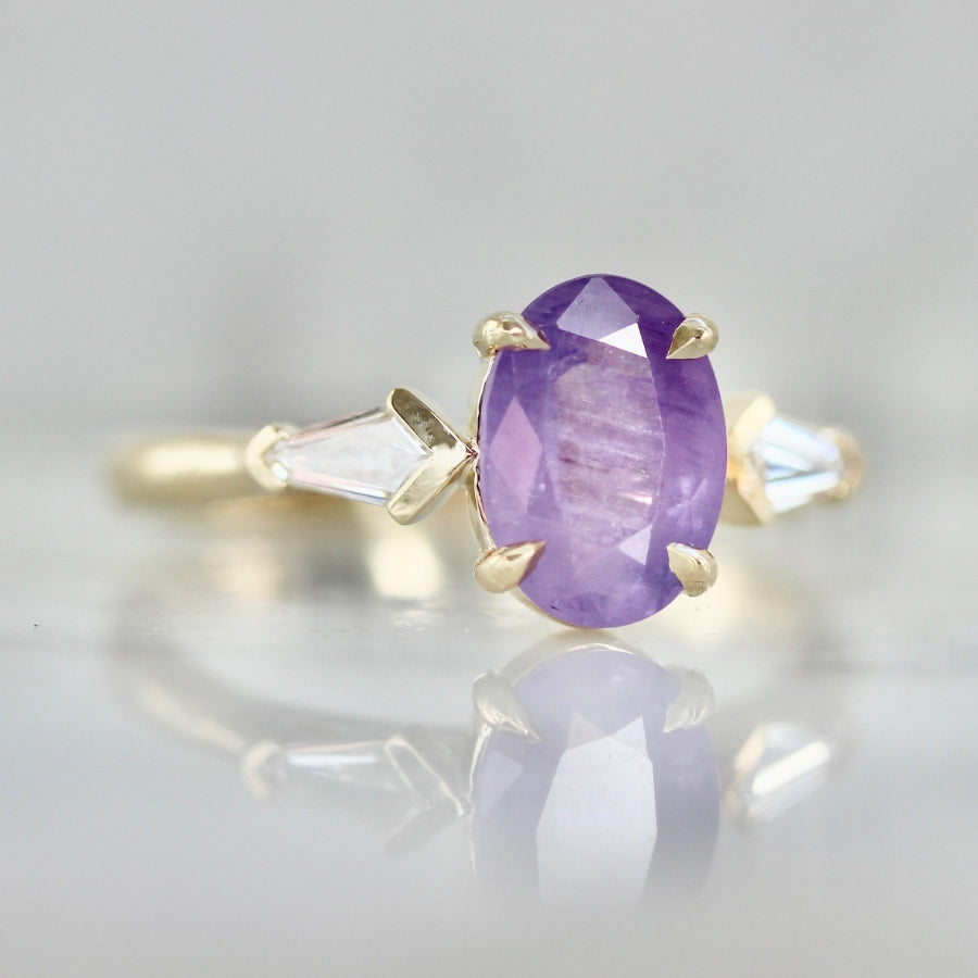 
            Sakura Lilac Oval Cut Opalescent Sapphire Ring