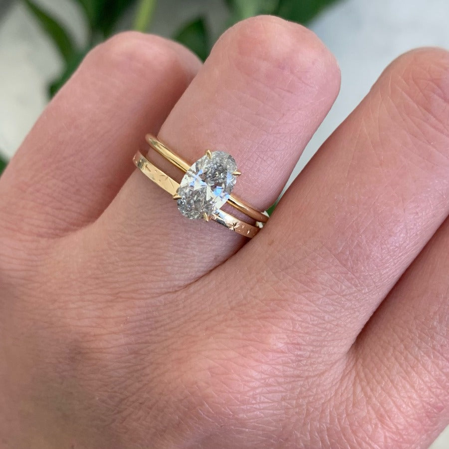 1.01 Carat Stella Salt & Pepper Oval Cut Diamond Ring
