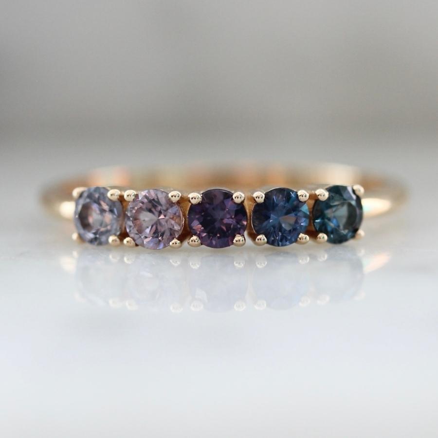 Santeria Purple-Blue Ombré Round Brilliant Cut Spinel Band - Gem Breakfast