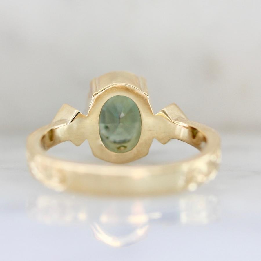Sea Mist Teal Oval Cut Sapphire Ring