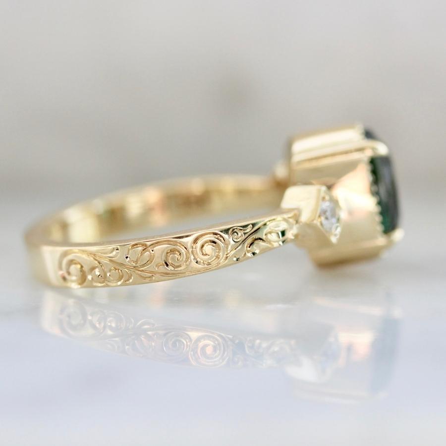 Sea Mist Teal Oval Cut Sapphire Ring