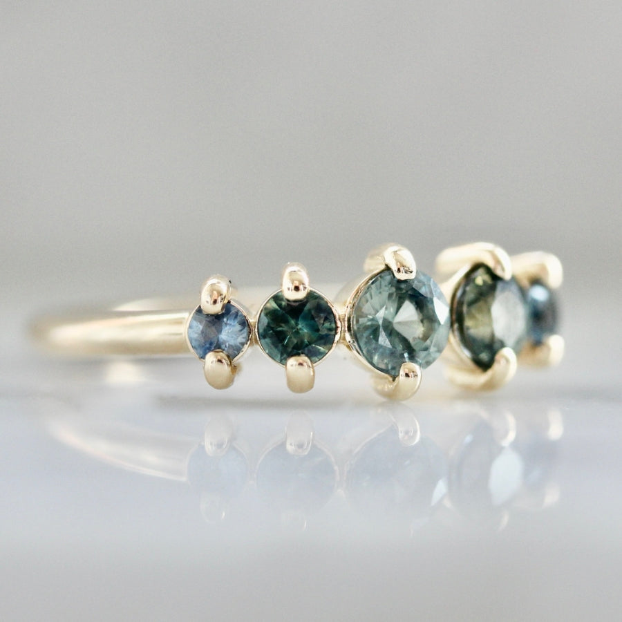 Sidecar Blue-Green Round Brilliant Cut Sapphire Band