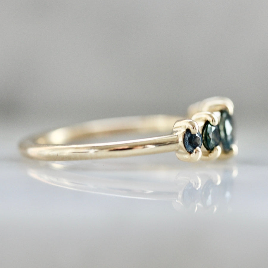 Sidecar Blue-Green Round Brilliant Cut Sapphire Band