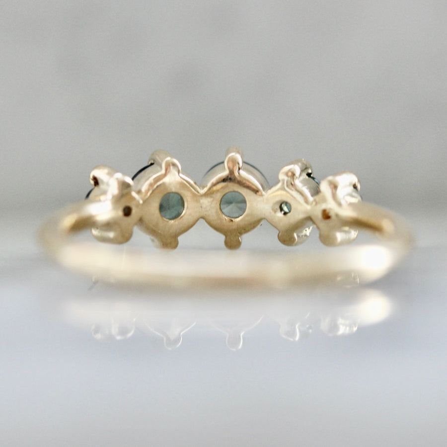 Sidecar Blue-Green Round Brilliant Cut Sapphire Band