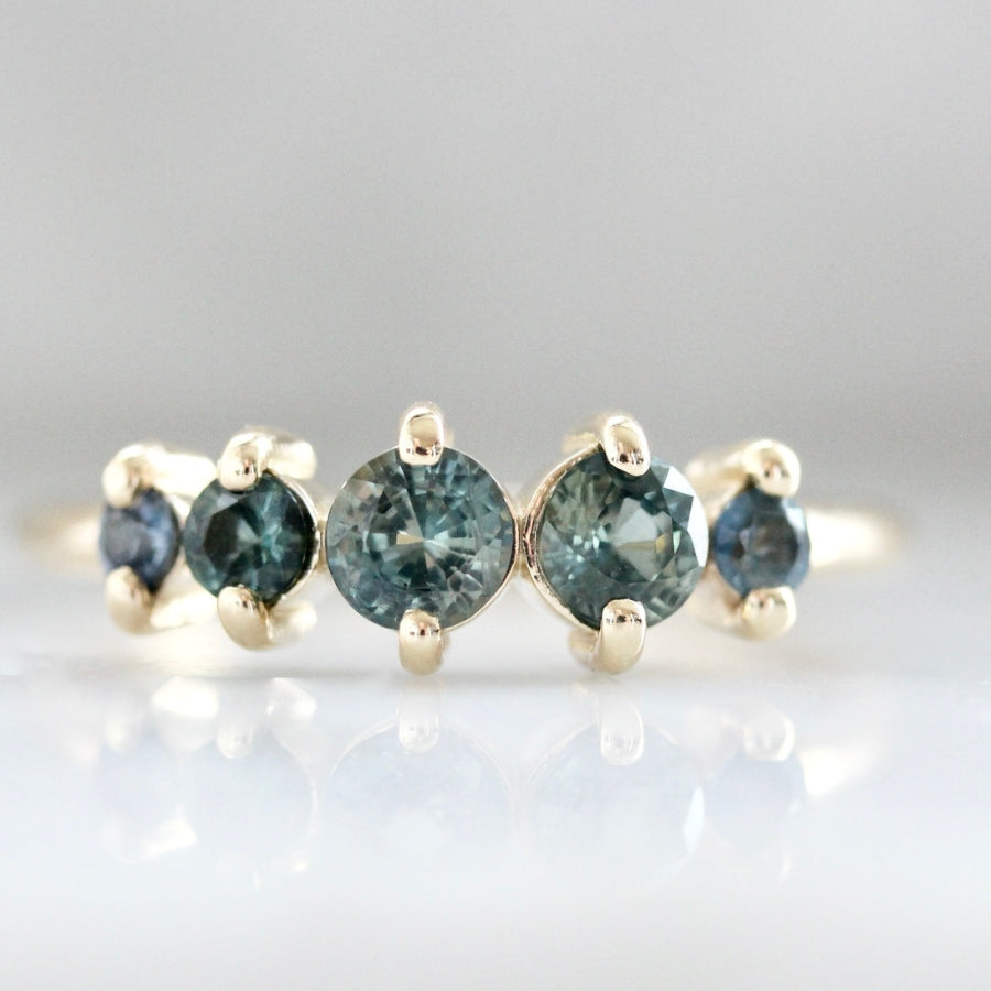 Sidecar Blue-Green Round Brilliant Cut Sapphire Band