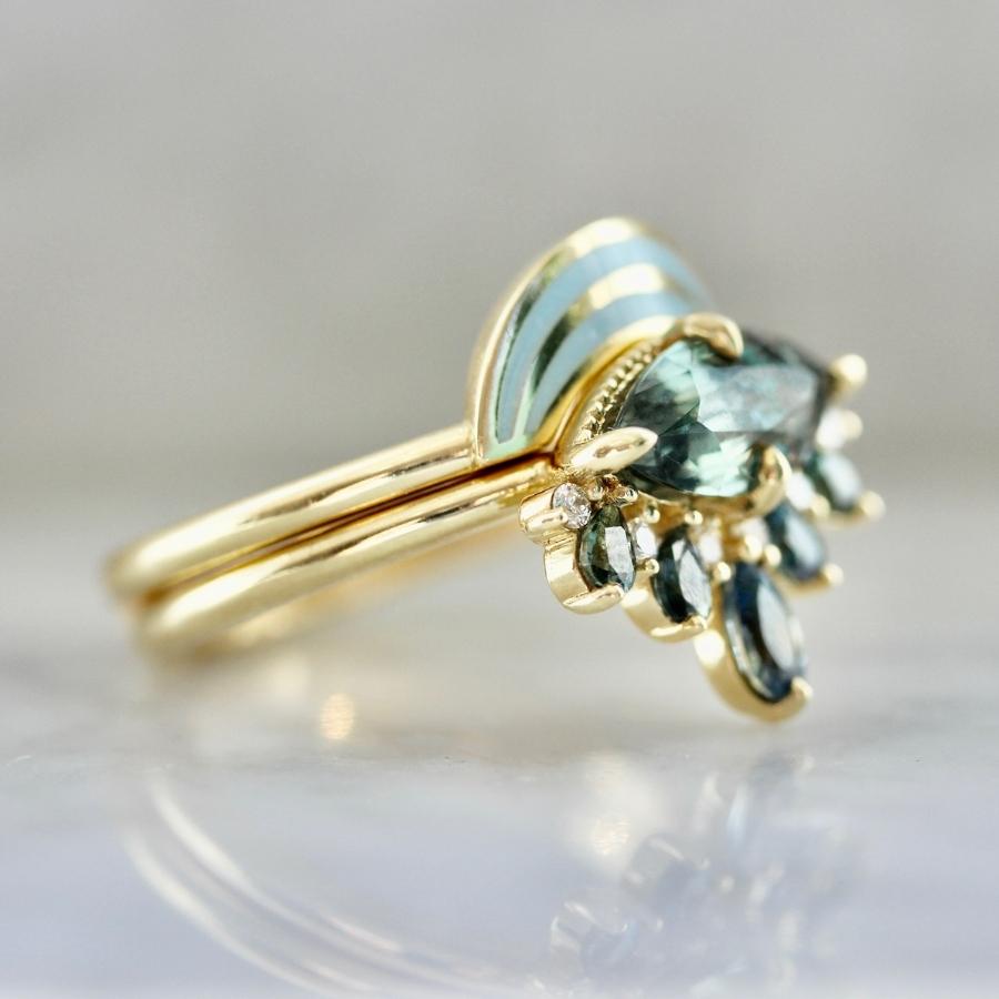 Sixth Sense Dark Teal Marquise Cut Sapphire Ring Set