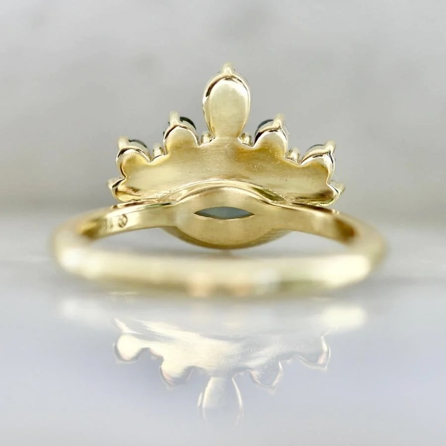 Sixth Sense Dark Teal Marquise Cut Sapphire Ring Set