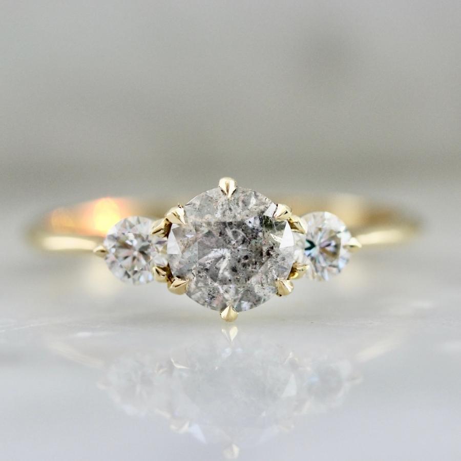 Smoke & Mirrors Salt and Pepper Round Brilliant Cut Diamond Ring