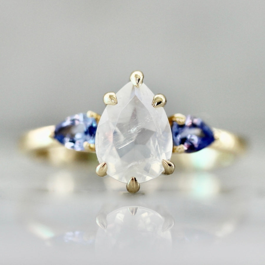 Snowdrop Pear Cut Moonstone Ring
