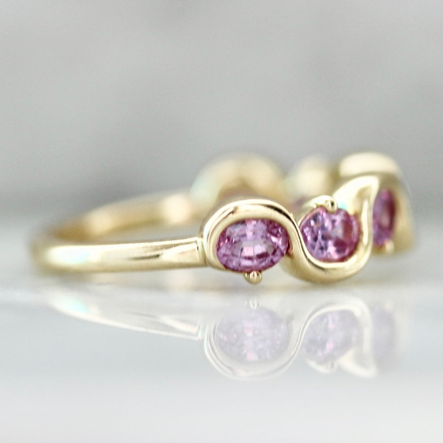 Soft Serve Power Pink Oval Cut Sapphire Band