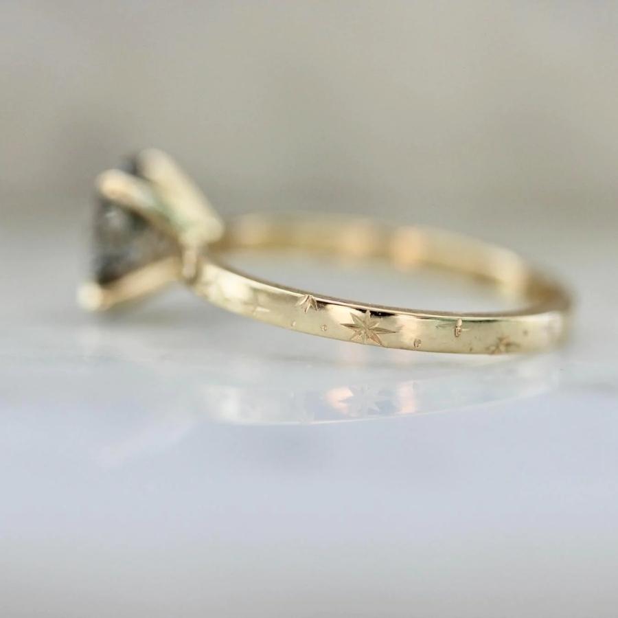 Star Born Salt & Pepper Round Brilliant Cut Diamond Ring