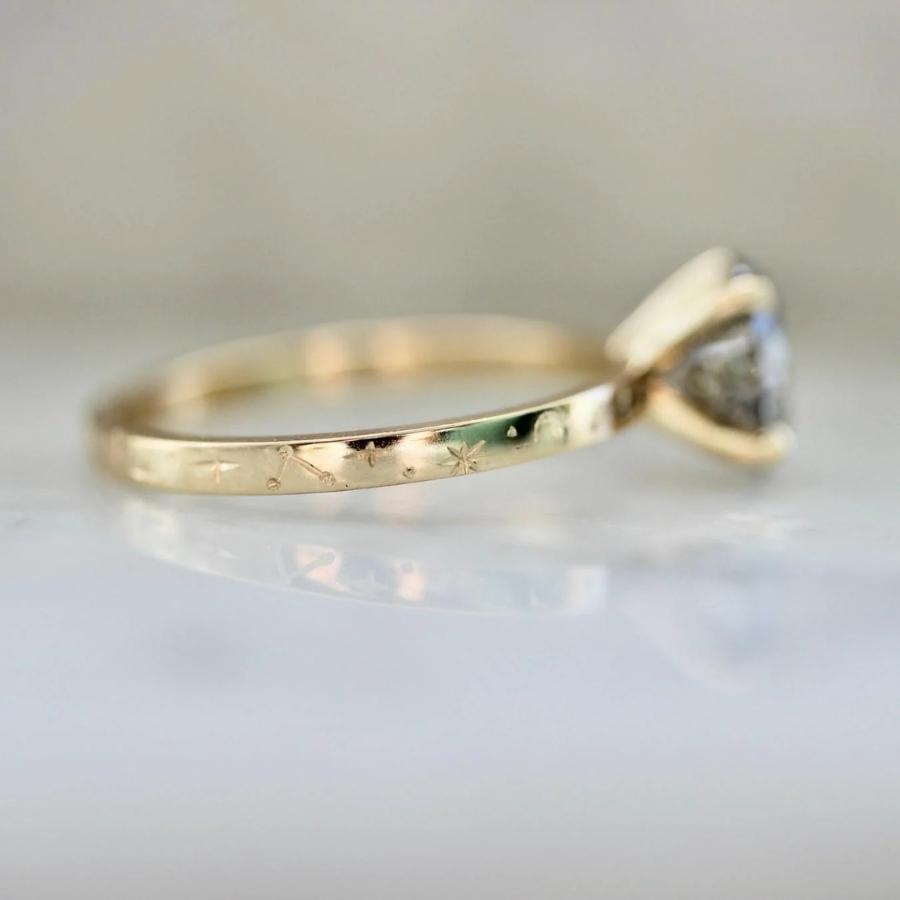 Star Born Salt & Pepper Round Brilliant Cut Diamond Ring