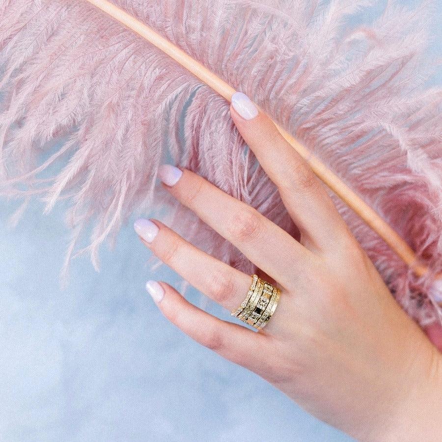 Starburst Engraved Gold Band