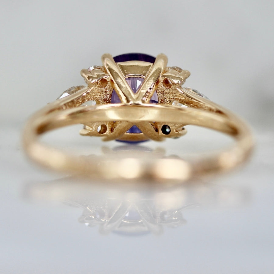 Starring Role Purple-Blue Oval Cut Opalescent Sapphire Ring