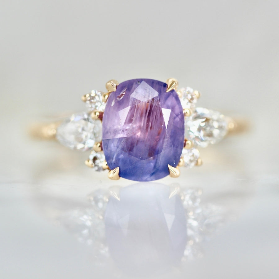 Starring Role Purple-Blue Oval Cut Opalescent Sapphire Ring