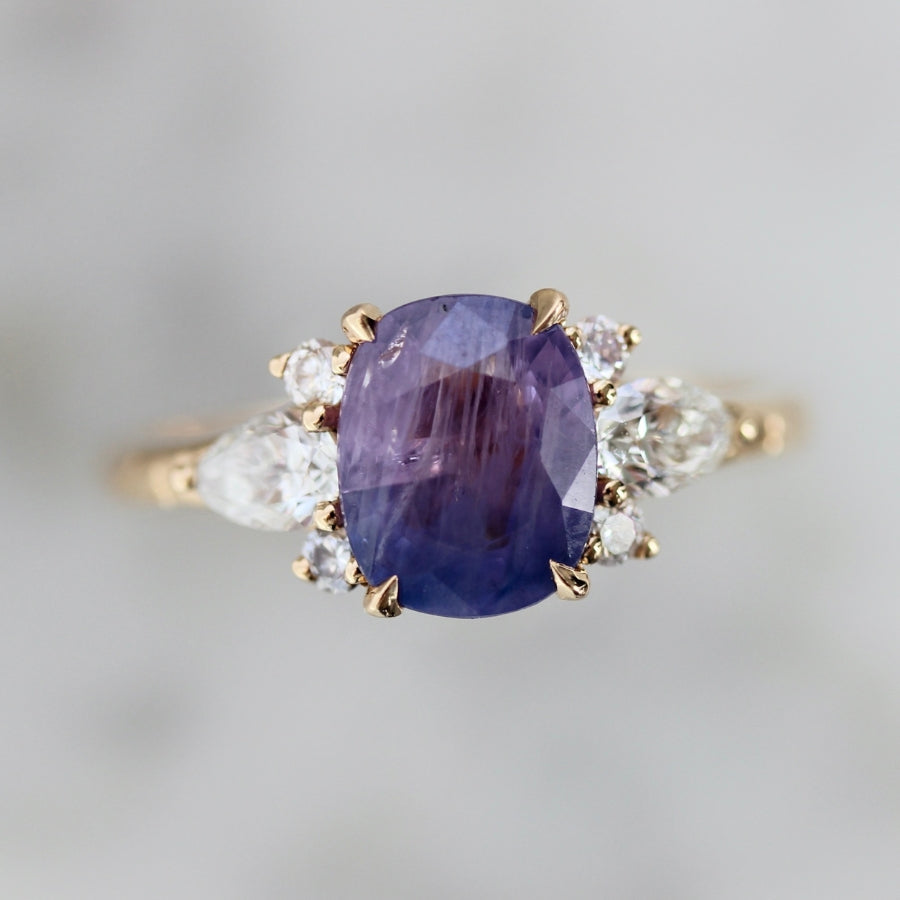 Starring Role Purple-Blue Oval Cut Opalescent Sapphire Ring