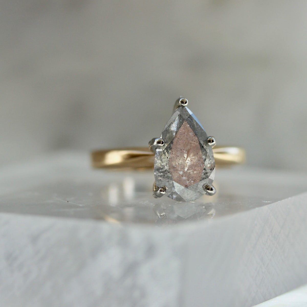 
            Zahara Salt &amp; Pepper Pear Cut Diamond Ring