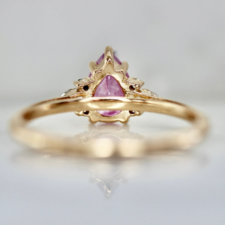 Strawberry Milkshake Pink Pear Cut Opalescent Sapphire Ring