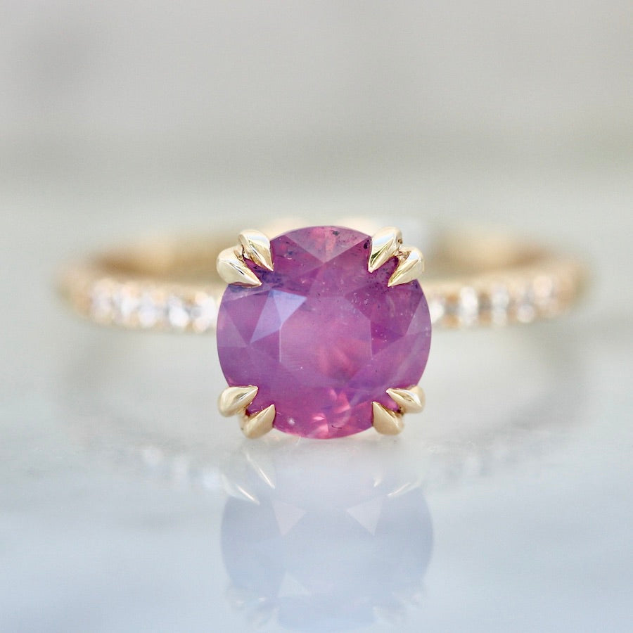 
            Sugar Bomb Pink Round Brilliant Cut Opalescent Sapphire Ring
