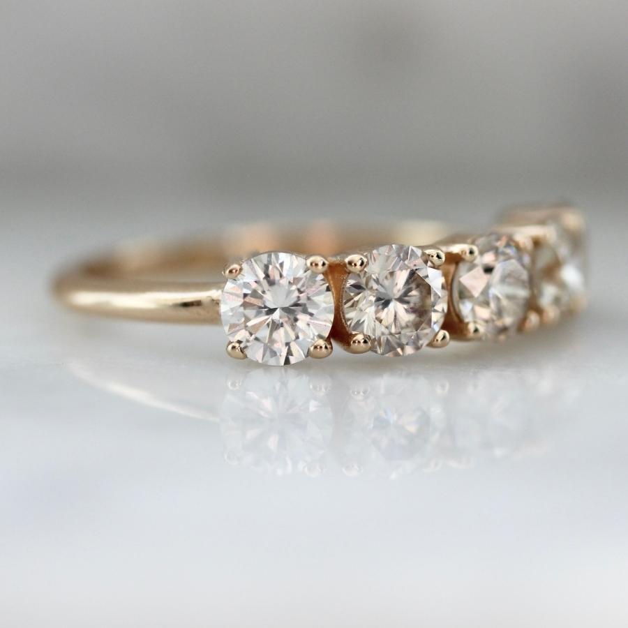 Sugar Cookie Champagne Round Brilliant Cut Diamond Band