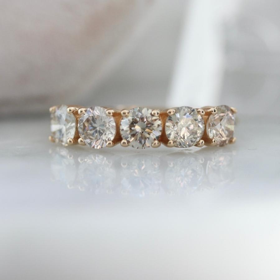 Sugar Cookie Champagne Round Brilliant Cut Diamond Band