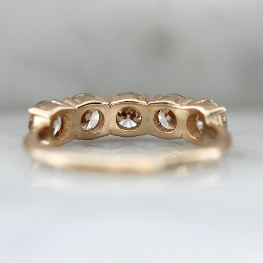 Sugar Cookie Champagne Round Brilliant Cut Diamond Band