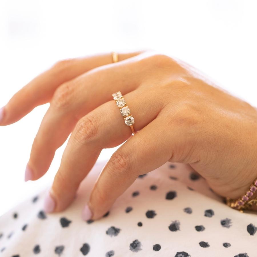 Sugar Cookie Champagne Round Brilliant Cut Diamond Band