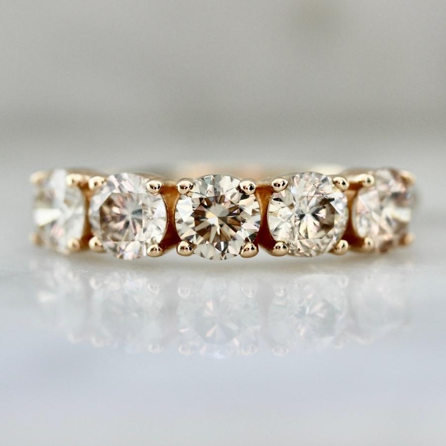Sugar Cookie Champagne Round Brilliant Cut Diamond Band
