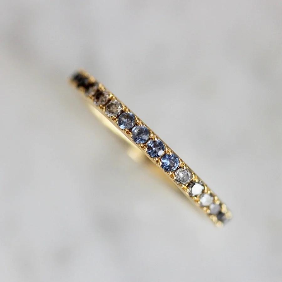 Summer Sunsets Blue Ombre Half Eternity Montana Sapphire and Diamond Band