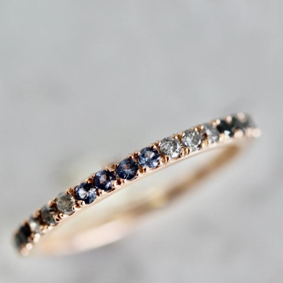 Summer Sunsets Blue Ombre Half Eternity Montana Sapphire and Diamond Band