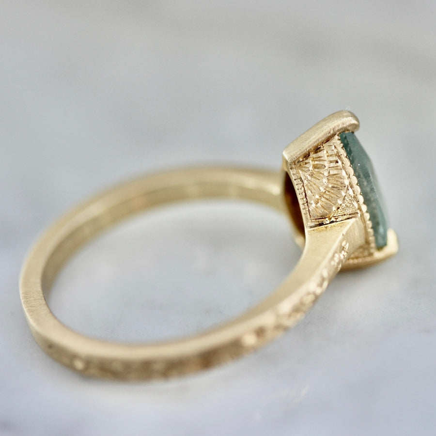 Sweet Mint Green Pear Cut Sapphire Ring