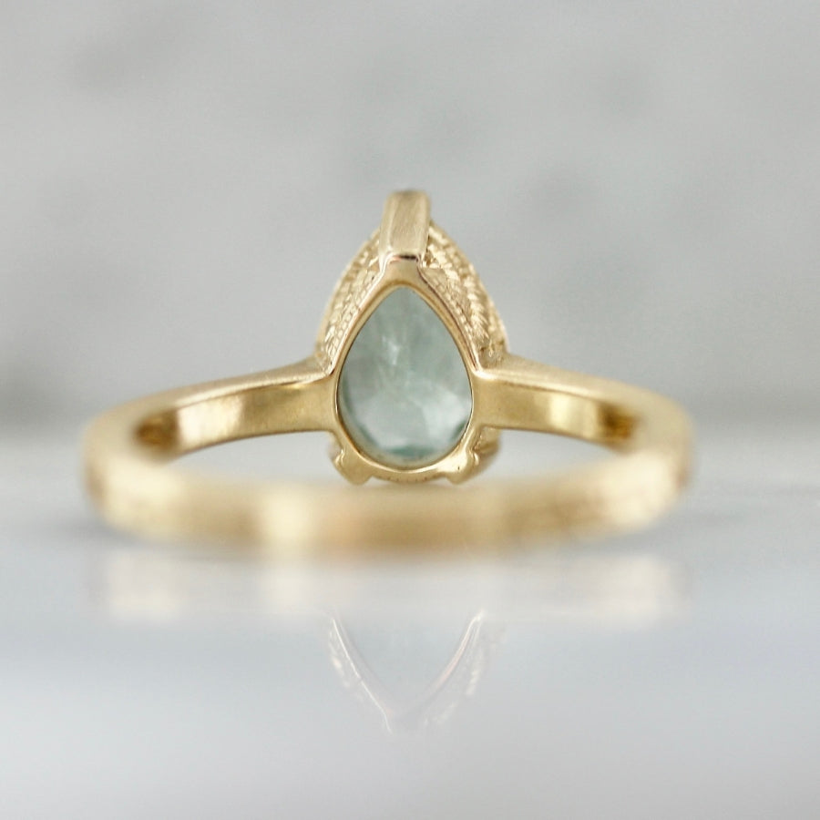 Sweet Mint Green Pear Cut Sapphire Ring