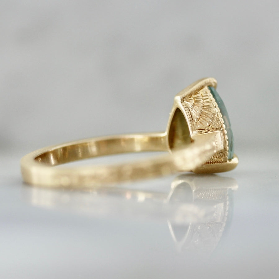 Sweet Mint Green Pear Cut Sapphire Ring