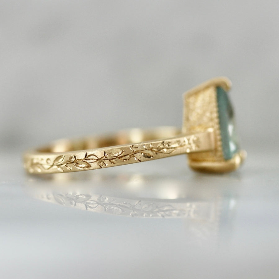 Sweet Mint Green Pear Cut Sapphire Ring