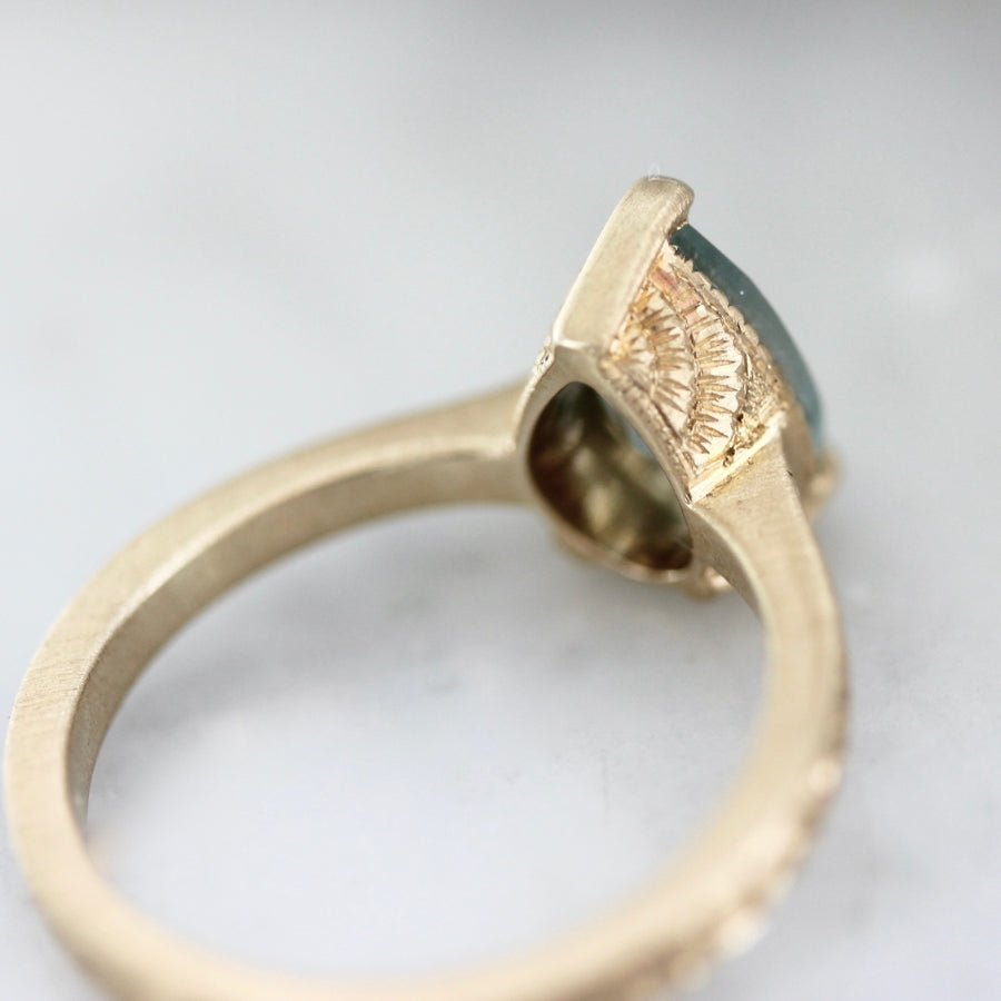 Sweet Mint Green Pear Cut Sapphire Ring