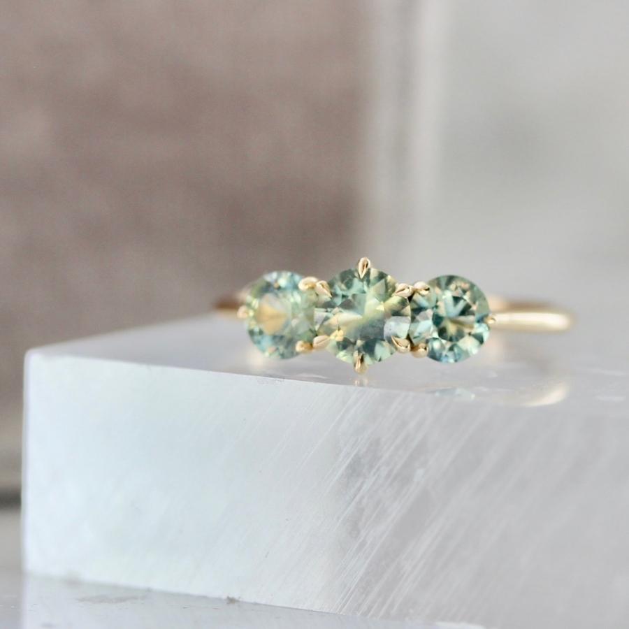 Sweet Tooth Sea Foam Green Round Brilliant Cut Sapphire Ring