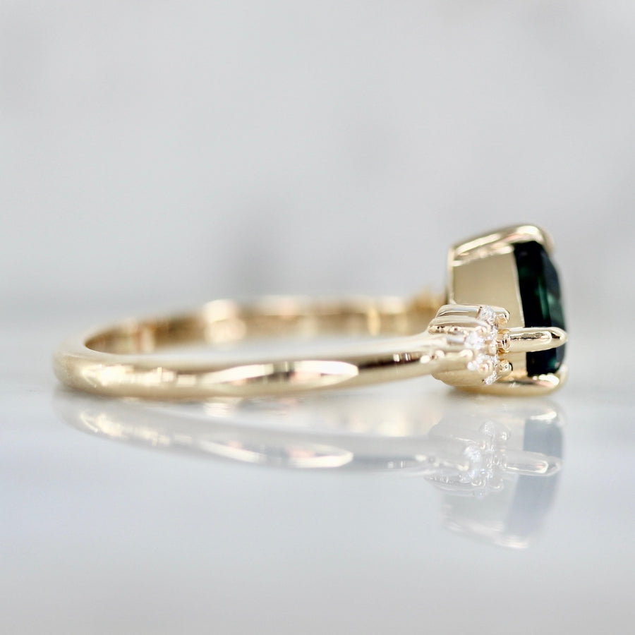 Thalassa Dark Teal Shield Cut Sapphire Ring